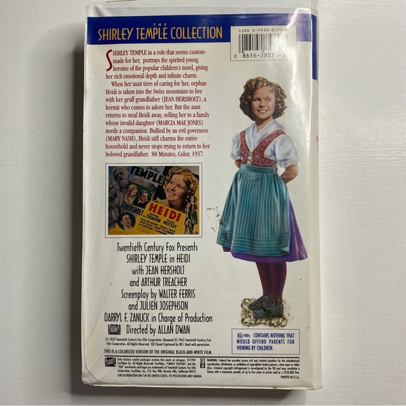 Heidi VHS Shirley Temple 1994 Vintage - Picture 3 of 3
